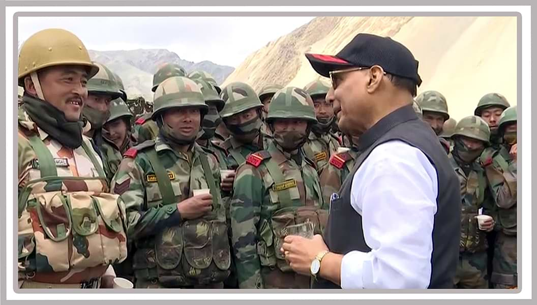 Rajnath Singh with security personnel