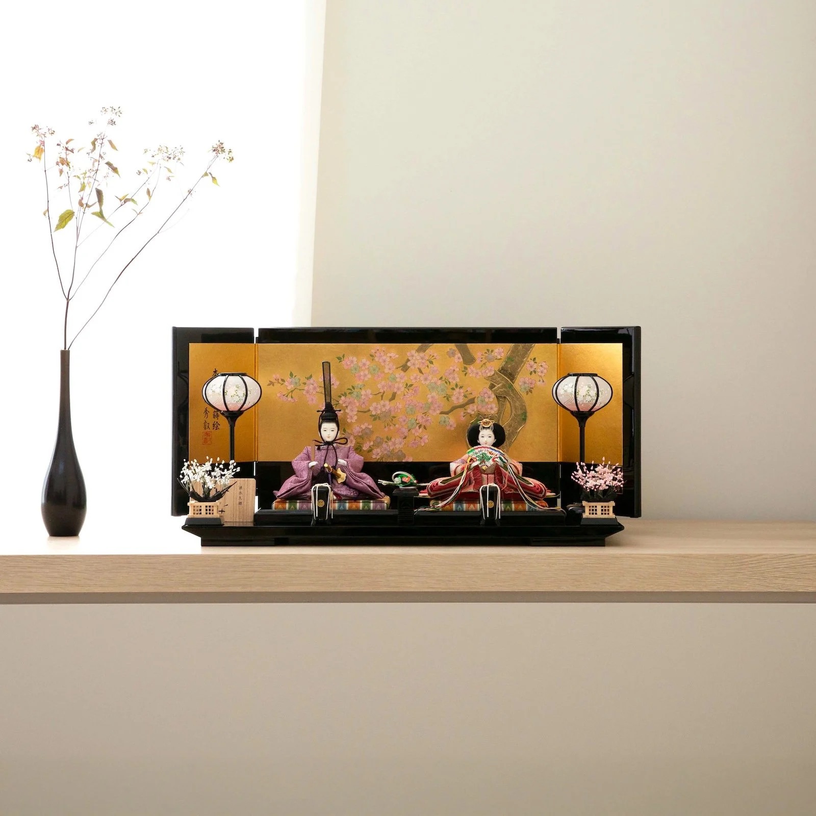 雛人形 清水久遊 ひいな 芥子(京十二) 手描き金屏風 正絹 : 人形の館